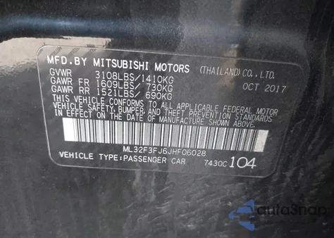 2018 Mitsubishi Mirage G4 Es z USA, uszkodzony, nr VIN ML32F3FJ6JHF06028